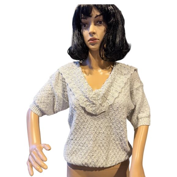 American Vintage Centennial Knits Ltd textured sweater large collar size medium - Picture 14 of 16